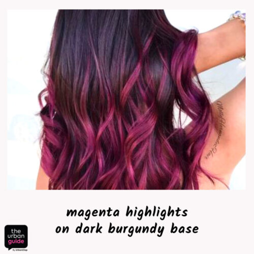 magenta burgundy highlights indian skin