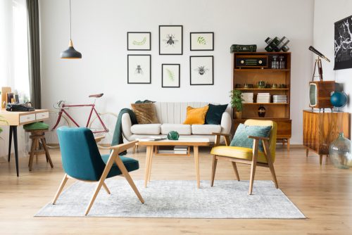 mid century modern furniture in living room