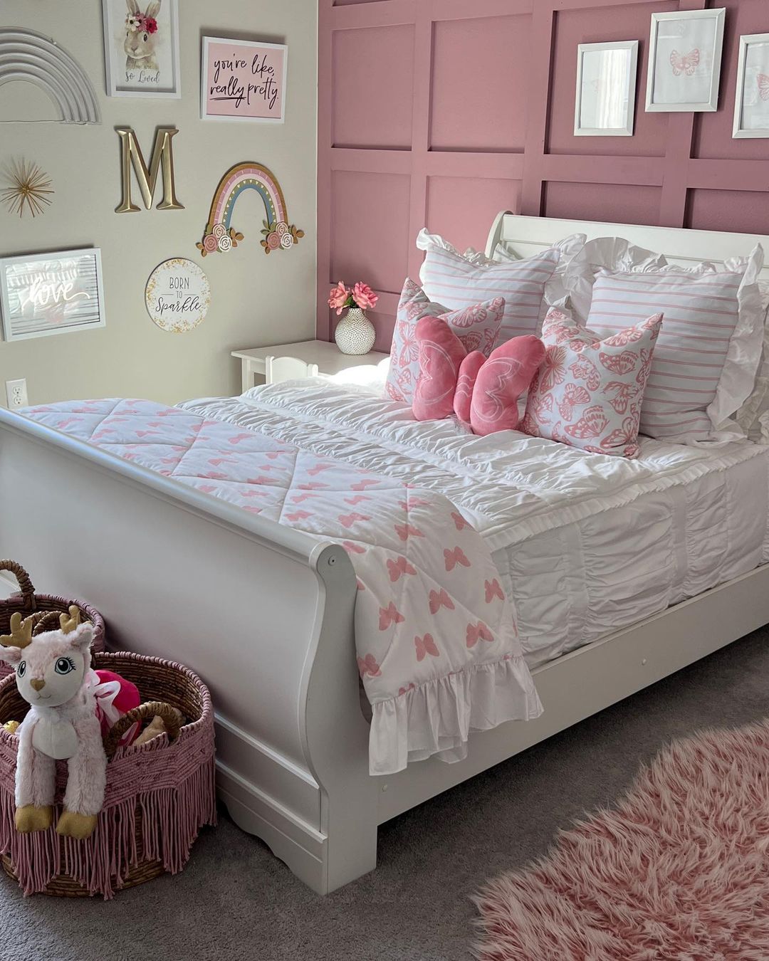 Pink Wall Panels with White Walls 