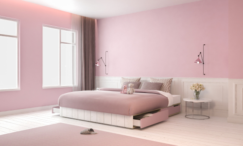 Pink Walls with White Wainscoting