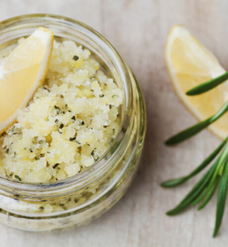 Body,Scrub,Of,Sea,Salt,With,Lemon,,Rosemary,And,Olive